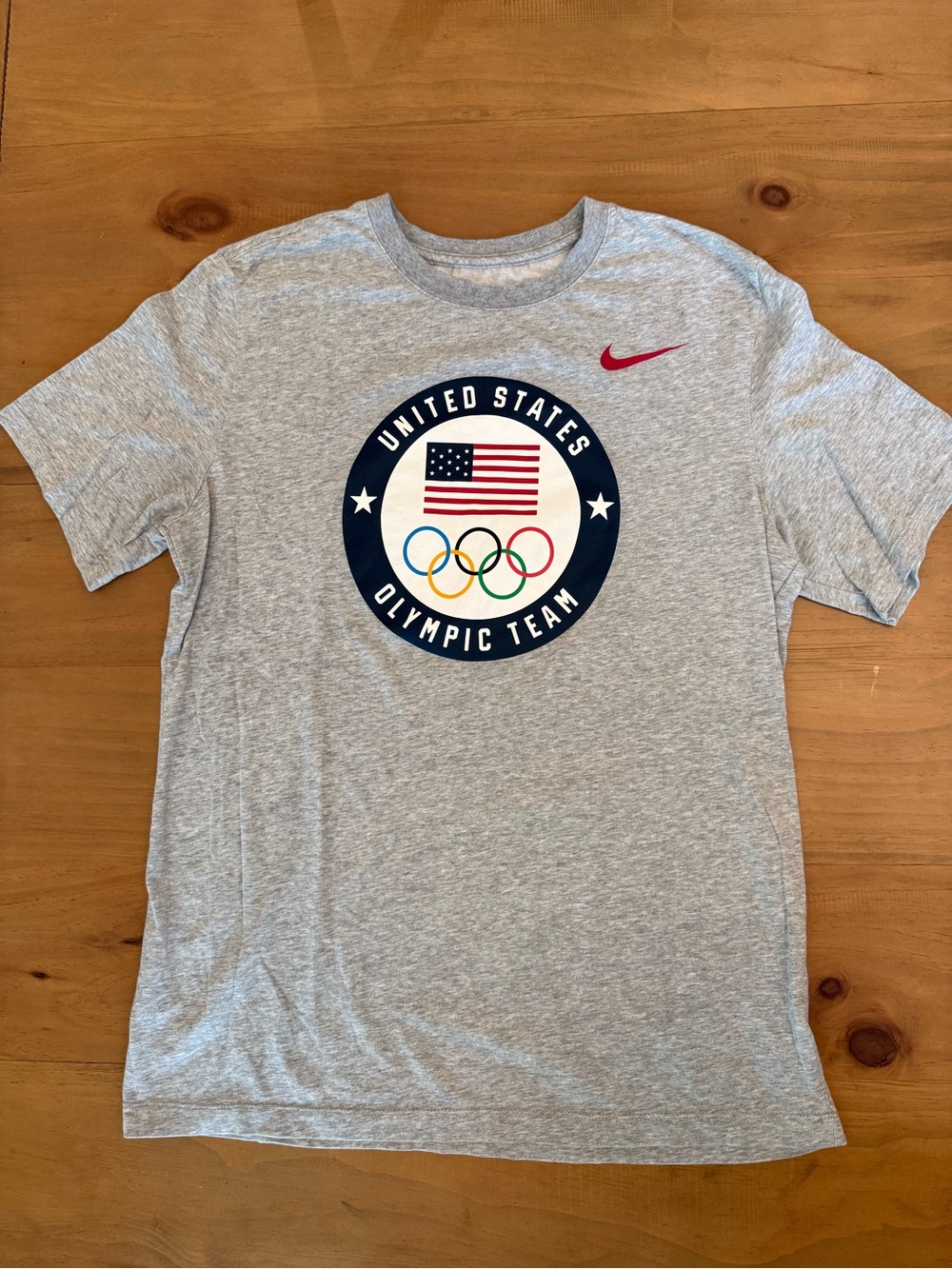 Nike Gray United States Olympic Team Graphic Tee with Red Swoosh